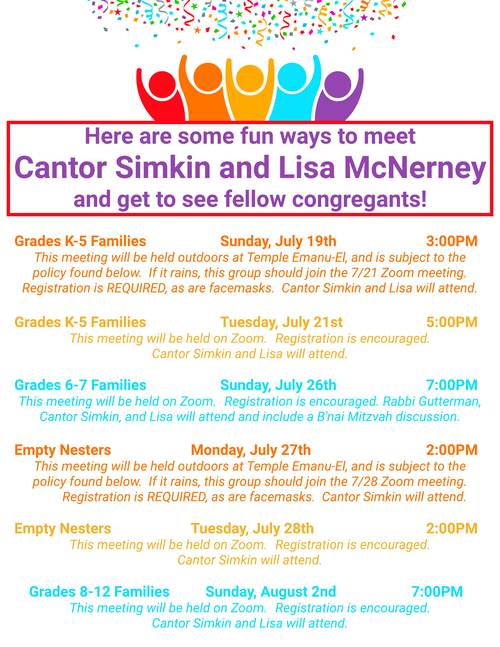 Banner Image for Grades 8-12 Meet with Cantor Simkin and Lisa McNerney